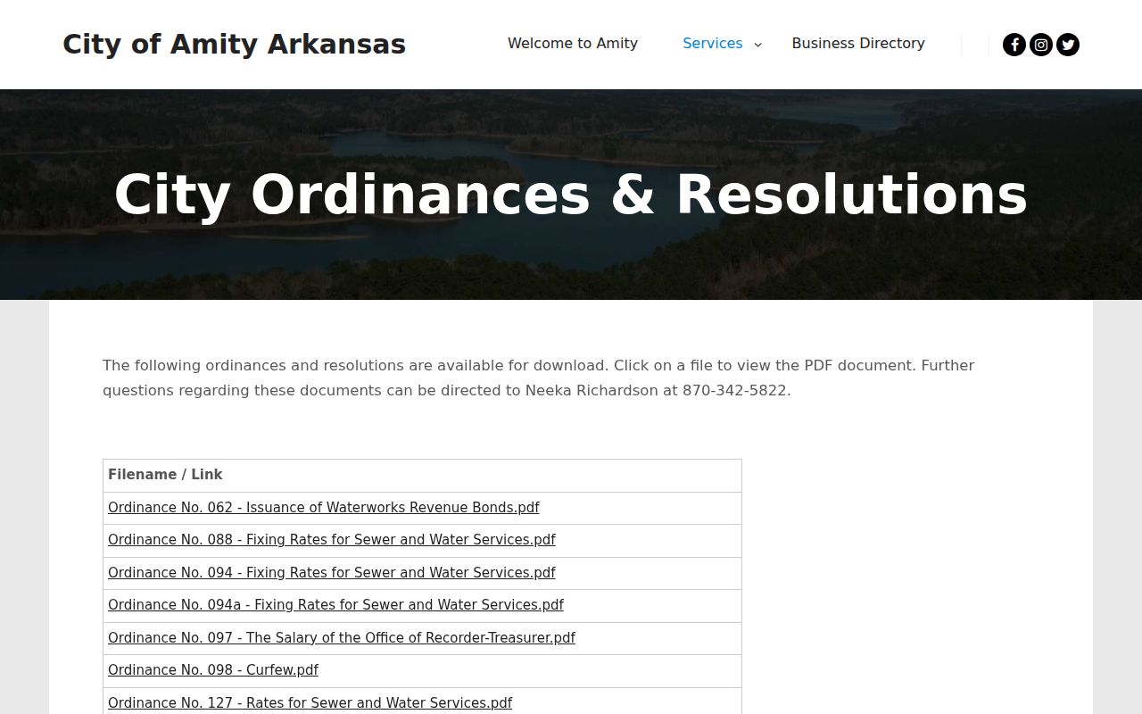 Amity court records and official ordinance archive