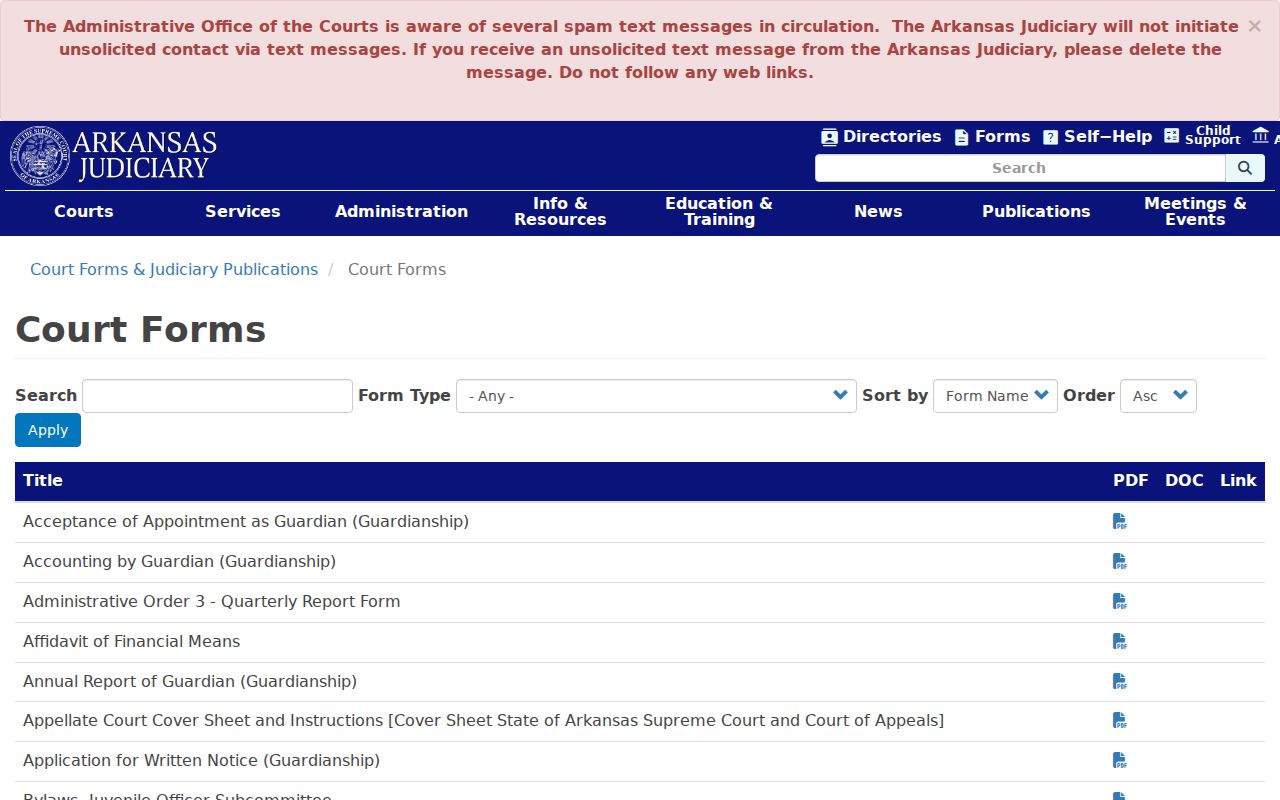 Amity court records and Arkansas court forms