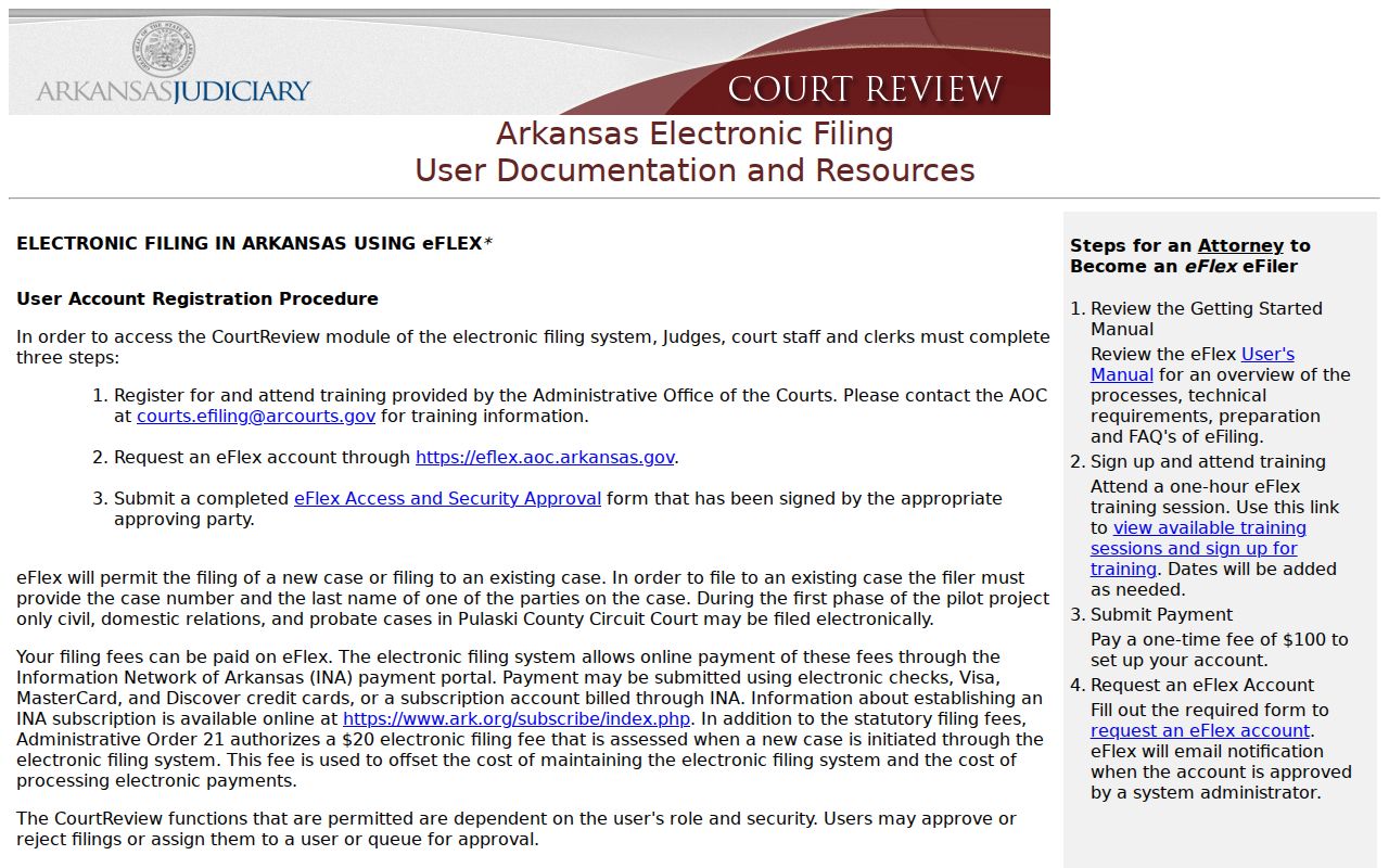Gurdon court records eFlex filing resources