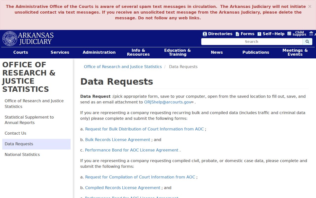 Arkansas compiled data requests for Clark County court records