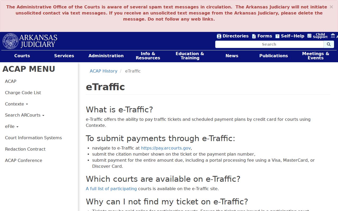 Arkansas eTraffic instructions for Clark County traffic court