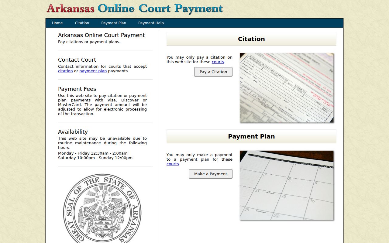 State payment choices for Clark County traffic court records