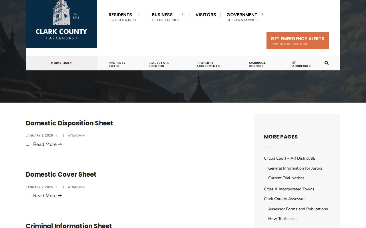 Clark County court docket filing forms page